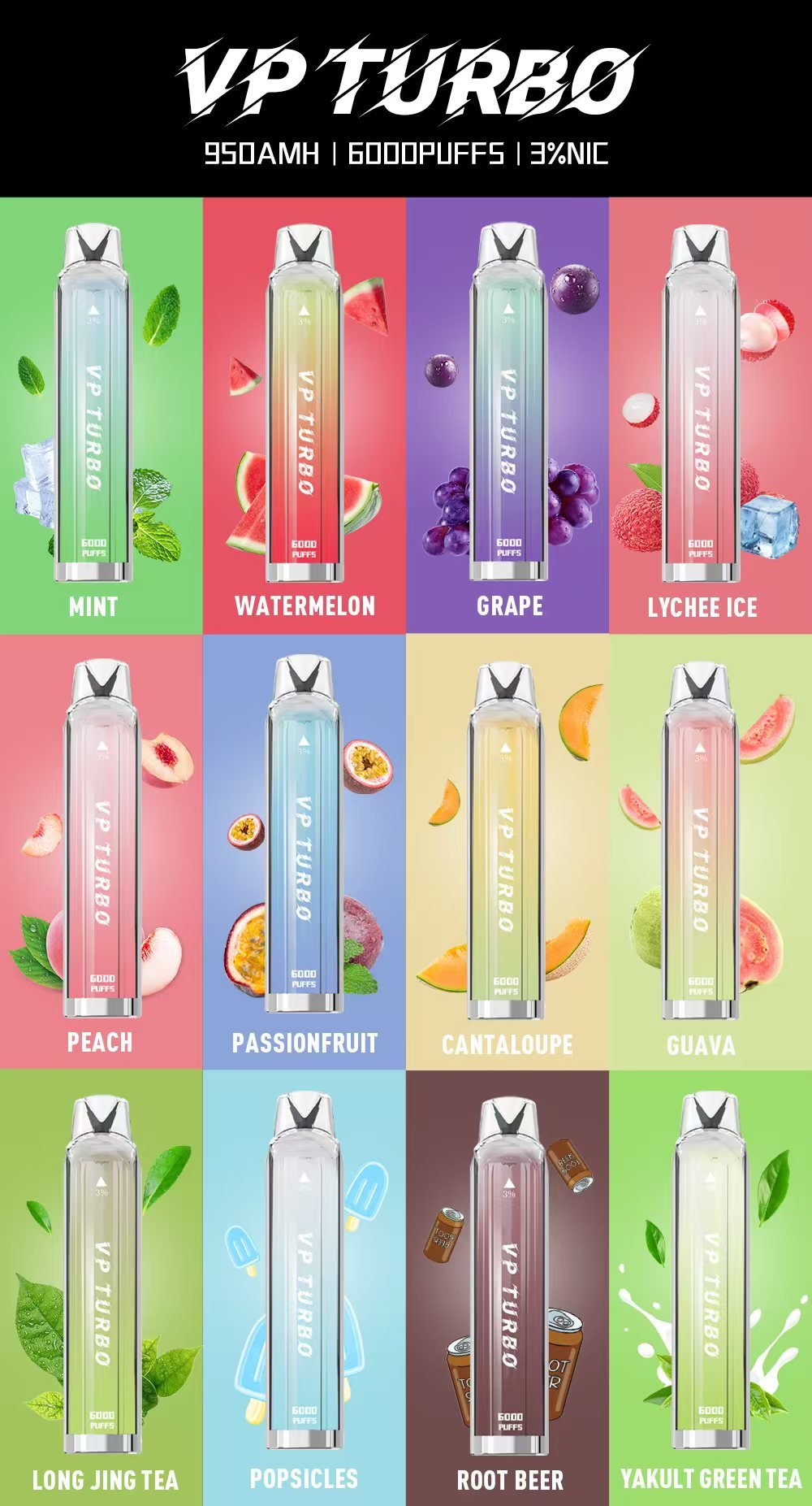 VP Turbo 6000 Puffs拋棄式電子煙|便攜大容量一次性霧化桿:圖片 4